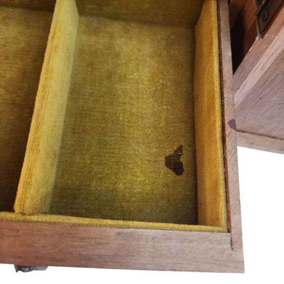 Vintage Wooden Jewelry Box Storage Chest With Drawers & Cabinet 18"L x 7"H - Picture 9 of 16